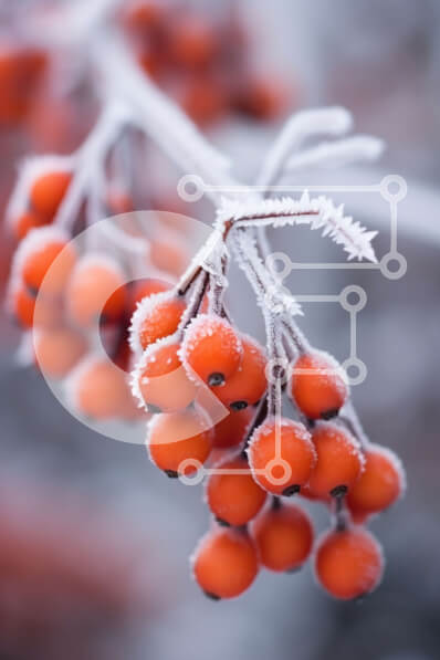 Σετ των 2 Intra Συλλεκτικό Ξύλινο Παζλ Plywood  4mm - Κλαδί καλυμμένο με παγετό με κόκκινα μούρα Σε Ξύλινο Κουτί - Διαστάσεις: 10x10 cm – 25 κομμάτια