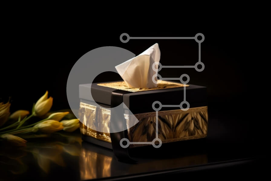 Intra Συλλεκτικό Ξύλινο Παζλ Plywood  4mm - Κομψό μαύρο κουτί με χρυσές πινελιές και μπουκέτο με κίτρινα λουλούδια Σε Ξύλινο Κουτί - Διαστάσεις: 10x10 cm – 25 κομμάτια