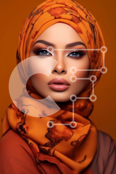 Intra Συλλεκτικό Ξύλινο Παζλ Plywood  4mm - Όμορφη γυναίκα με πορτοκαλί μαντίλα και μακιγιάζ Σε Ξύλινο Κουτί - Διαστάσεις Puzzle: 10x10 cm – 25 κομμάτια