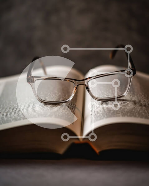 Intra Συλλεκτικό Ξύλινο Παζλ Plywood  4mm - Εικονογράφηση ενός ανοιχτού βιβλίου με γυαλιά στην κορυφή Σε Ξύλινο Κουτί - Διαστάσεις Puzzle: 10x10 cm – 25 κομμάτια