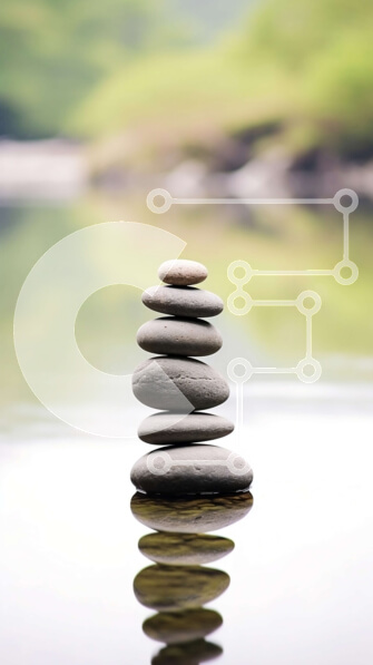 Σετ των 2 Intra Συλλεκτικό Ξύλινο Παζλ Plywood  4mm - Όμορφη εικόνα στοιβαγμένων βράχων σε ένα ήρεμο σώμα νερού Σε Ξύλινο Κουτί - Διαστάσεις: 10x10 cm – 25 κομμάτια