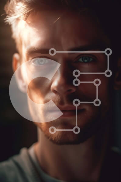 Intra Συλλεκτικό Ξύλινο Παζλ Plywood  4mm - Σοβαρός άνδρας με ανακατωμένη γενειάδα κοιτάζοντας κατευθείαν την κάμερα Σε Ξύλινο Κουτί - Διαστάσεις Puzzle: 10x10 cm – 25 κομμάτια