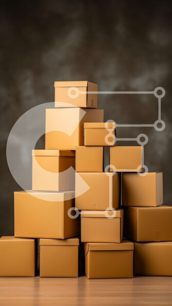 Intra Συλλεκτικό Ξύλινο Παζλ Plywood  4mm - Στοίβα από καφέ κουτιά από χαρτόνι σε ένα ξύλινο τραπέζι Σε Ξύλινο Κουτί - Διαστάσεις: 10x10 cm – 25 κομμάτια