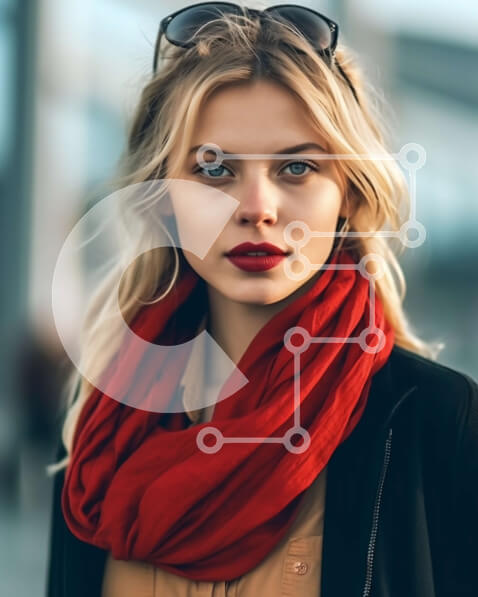 Intra Συλλεκτικό Ξύλινο Παζλ Plywood  4mm - Νεαρή γυναίκα που στέκεται μπροστά από το σύγχρονο κτήριο Σε Ξύλινο Κουτί - Διαστάσεις Puzzle: 10x10 cm – 25 κομμάτια