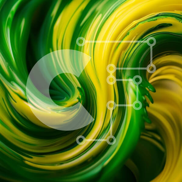 Intra Συλλεκτικό Ξύλινο Παζλ Plywood  4mm - Ζωντανή εικόνα από κοντά της στροβιλιζόμενης κίτρινης και πράσινης μπογιάς Σε Ξύλινο Κουτί - Διαστάσεις Puzzle: 10x10 cm – 25 κομμάτια