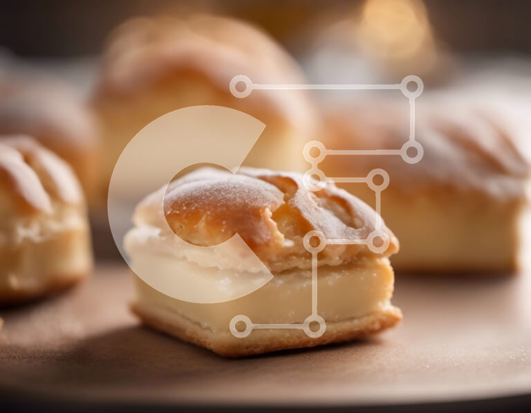 Σετ των 2 Intra Συλλεκτικό Ξύλινο Παζλ Plywood  4mm - Πεντανόστιμα διάφορα αρτοσκευάσματα με ζάχαρη άχνη Σε Ξύλινο Κουτί - Διαστάσεις: 10x10 cm – 25 κομμάτια