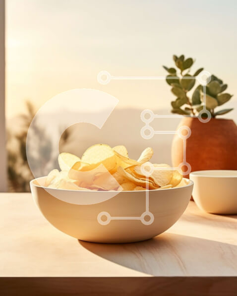 Intra Συλλεκτικό Ξύλινο Παζλ Plywood  4mm - Πατατάκια με θέα στο βουνό Σε Ξύλινο Κουτί - Διαστάσεις: 10x10 cm – 25 κομμάτια