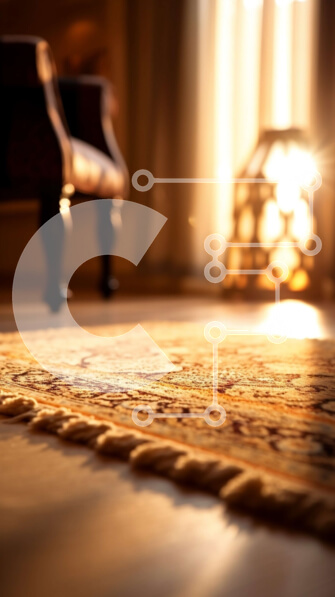 Intra Συλλεκτικό Ξύλινο Παζλ Plywood  4mm - Όμορφη κοντινή λήψη παραδοσιακού ανατολίτικου χαλιού σε ξύλινο πάτωμα Σε Ξύλινο Κουτί - Διαστάσεις Puzzle: 10x10 cm – 25 κομμάτια