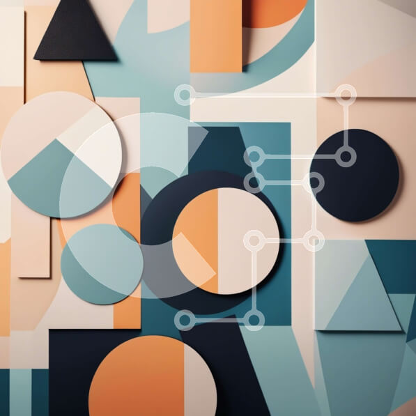 Intra Συλλεκτικό Ξύλινο Παζλ Plywood  4mm - Αφηρημένο γεωμετρικό σχέδιο σε αποχρώσεις του μπλε, πορτοκαλί και λευκού Σε Ξύλινο Κουτί - Διαστάσεις Puzzle: 10x10 cm – 25 κομμάτια