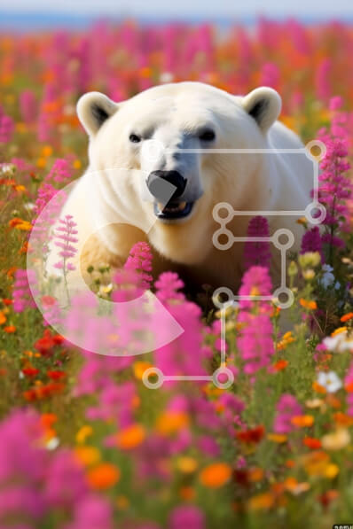 Σετ των 2 Intra Συλλεκτικό Ξύλινο Παζλ Plywood  4mm - Όμορφη εικόνα μιας πολικής αρκούδας σε ένα χωράφι με λουλούδια Σε Ξύλινο Κουτί - Διαστάσεις: 10x10 cm – 25 κομμάτια