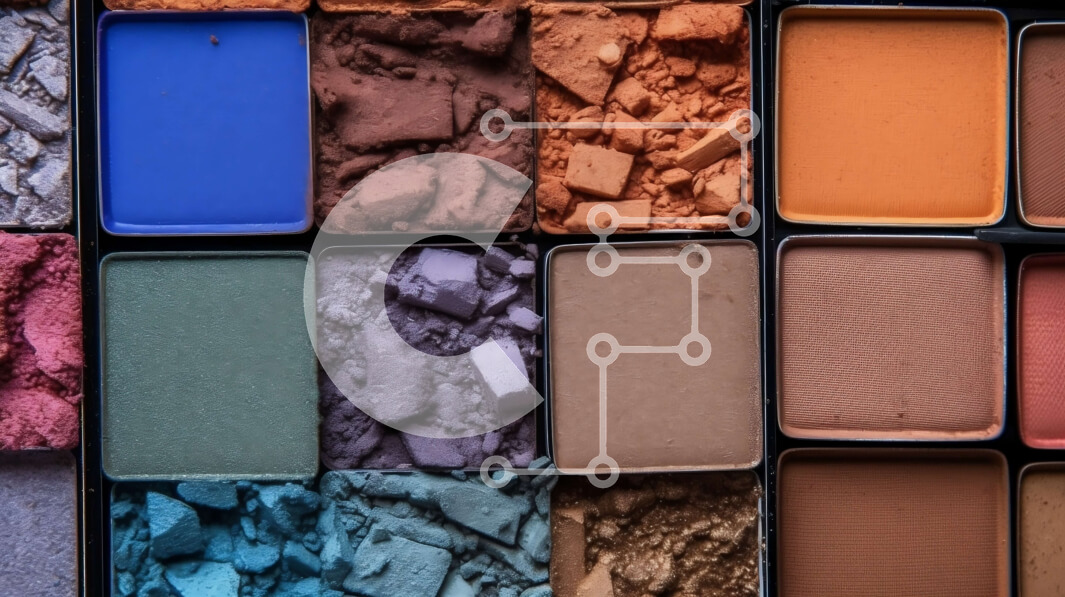 Intra Συλλεκτικό Ξύλινο Παζλ Plywood  4mm - Κοντινό πλάνο μιας παλέτας μακιγιάζ με διάφορες αποχρώσεις σκιάς ματιών Σε Ξύλινο Κουτί - Διαστάσεις Puzzle: 10x10 cm – 25 κομμάτια