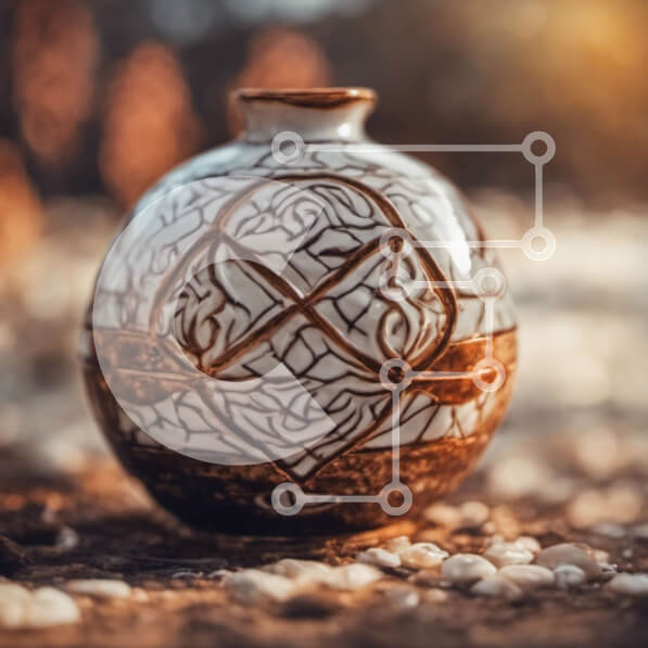 Intra Συλλεκτικό Ξύλινο Παζλ Plywood  4mm - Καφέ και λευκό κεραμικό βάζο με περίπλοκα σχέδια Σε Ξύλινο Κουτί - Διαστάσεις Puzzle: 10x10 cm – 25 κομμάτια