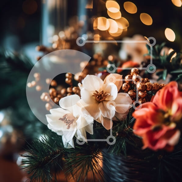 Σετ των 2 Intra Συλλεκτικό Ξύλινο Παζλ Plywood  4mm - Όμορφη κοντινή όψη της λουλουδάτης σύνθεσης με λευκά και ροζ λουλούδια και χρυσό βάζο Σε Ξύλινο Κουτί - Διαστάσεις: 10x10 cm – 25 κομμάτια