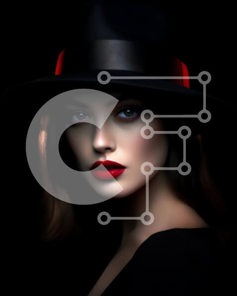 Intra Συλλεκτικό Ξύλινο Παζλ Plywood  4mm - Εκπληκτική φωτογραφία ομορφιάς μιας γυναίκας με μαύρο καπέλο και κόκκινο κραγιόν Σε Ξύλινο Κουτί - Διαστάσεις Puzzle: 10x10 cm – 25 κομμάτια