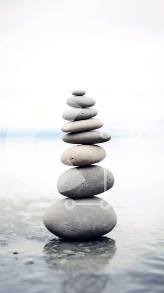 Σετ των 2 Intra Συλλεκτικό Ξύλινο Παζλ Plywood  4mm - Ισορροπώντας βράχους στη μέση ενός υδάτινου όγκου Σε Ξύλινο Κουτί - Διαστάσεις: 10x10 cm – 25 κομμάτια