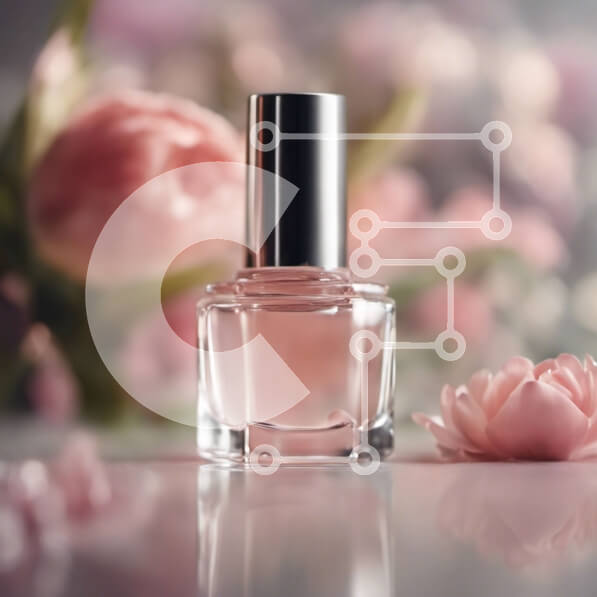 Σετ των 2 Intra Συλλεκτικό Ξύλινο Παζλ Plywood  4mm - Μπουκάλι βερνικιού νυχιών στο τραπέζι με ροζ λουλούδια Σε Ξύλινο Κουτί - Διαστάσεις: 10x10 cm – 25 κομμάτια