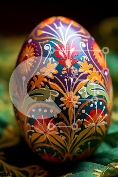 Intra Συλλεκτικό Ξύλινο Παζλ Plywood  4mm - Όμορφο πασχαλινό αυγό με λουλουδάτο σχέδιο σε πράσινο φόντο Σε Ξύλινο Κουτί - Διαστάσεις: 10x10 cm – 25 κομμάτια