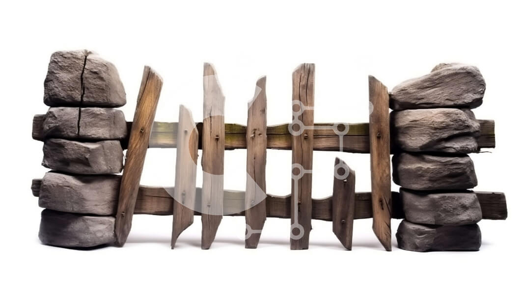 Intra Συλλεκτικό Ξύλινο Παζλ Plywood  4mm - Όμορφη εικόνα ενός ξύλινου φράχτη με στοιβαγμένους βράχους Σε Ξύλινο Κουτί - Διαστάσεις: 10x10 cm – 25 κομμάτια