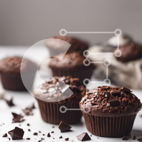 Σετ των 2 Intra Συλλεκτικό Ξύλινο Παζλ Plywood  4mm - Ομάδα Muffins σοκολάτας σε λευκή επιφάνεια Σε Ξύλινο Κουτί - Διαστάσεις: 10x10 cm – 25 κομμάτια