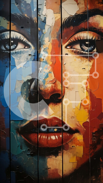 Intra Συλλεκτικό Ξύλινο Παζλ Plywood  4mm - Όμορφο πορτρέτο μιας γυναίκας με πολύχρωμο χρώμα προσώπου Σε Ξύλινο Κουτί - Διαστάσεις Puzzle: 10x10 cm – 25 κομμάτια