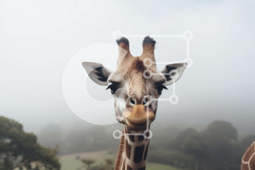 Σετ των 2 Intra Συλλεκτικό Ξύλινο Παζλ Plywood  4mm - Δύο καμηλοπαρδάλεις σε ένα ομιχλώδες πεδίο Σε Ξύλινο Κουτί - Διαστάσεις: 10x10 cm – 25 κομμάτια