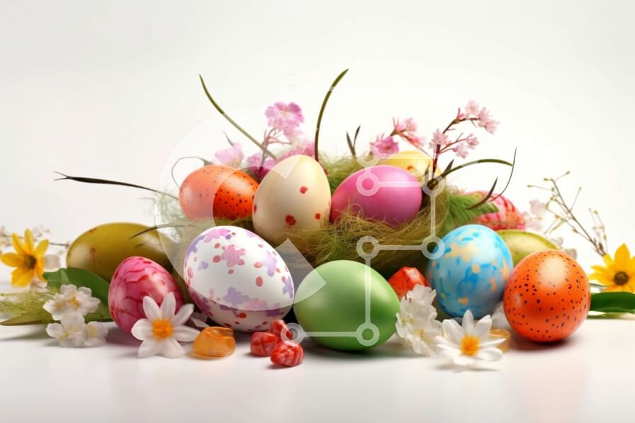 Intra Συλλεκτικό Ξύλινο Παζλ Plywood  4mm - Εορταστική πασχαλινή φωλιά με πολύχρωμα αυγά και λουλούδια Σε Ξύλινο Κουτί - Διαστάσεις: 10x10 cm – 25 κομμάτια