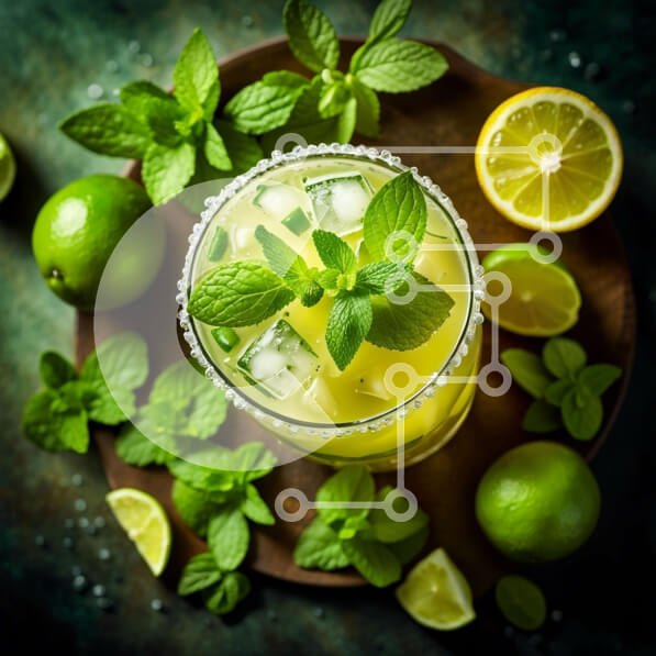 Σετ των 2 Intra Συλλεκτικό Ξύλινο Παζλ Plywood  4mm - Λαχταριστή γαρνιτούρα Μαργαρίτα με λάιμ και μέντα Σε Ξύλινο Κουτί - Διαστάσεις: 10x10 cm – 25 κομμάτια