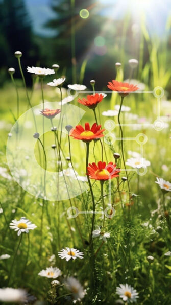 Σετ των 2 Intra Συλλεκτικό Ξύλινο Παζλ Plywood  4mm - Φωτεινά και πολύχρωμα αγριολούλουδα σε πλήρη άνθιση σε ένα χωράφι Σε Ξύλινο Κουτί - Διαστάσεις: 10x10 cm – 25 κομμάτια