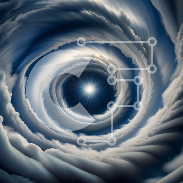 Intra Συλλεκτικό Ξύλινο Παζλ Plywood  4mm - Δραματική εικόνα μιας περιστρεφόμενης δίνης σύννεφων με το φως του ήλιου Σε Ξύλινο Κουτί - Διαστάσεις: 10x10 cm – 25 κομμάτια