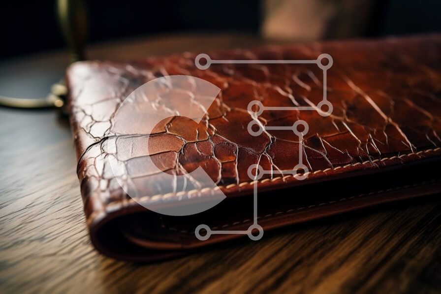 Intra Συλλεκτικό Ξύλινο Παζλ Plywood  4mm - Παλιό και πολυφορεμένο καφέ δερμάτινο πορτοφόλι σε ξύλινο τραπέζι Σε Ξύλινο Κουτί - Διαστάσεις: 10x10 cm – 25 κομμάτια