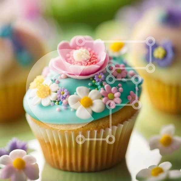 Σετ των 2 Intra Συλλεκτικό Ξύλινο Παζλ Plywood  4mm - Λαχταριστό Cupcake με Blue Frosting και Πολύχρωμα Πασπαλίσματα Σε Ξύλινο Κουτί - Διαστάσεις: 10x10 cm – 25 κομμάτια