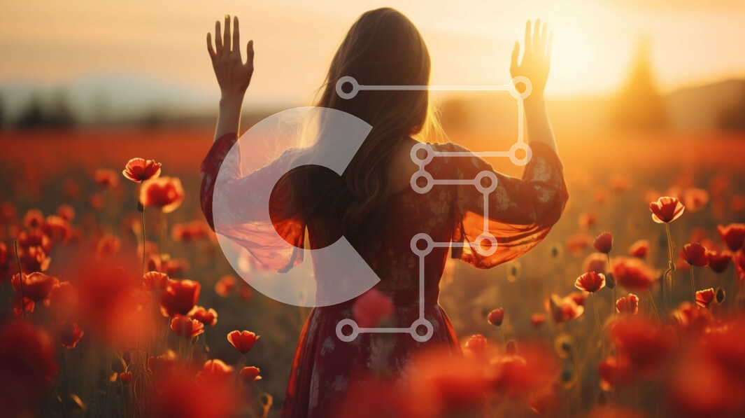 Intra Συλλεκτικό Ξύλινο Παζλ Plywood  4mm - Γυναίκα σε ένα χωράφι με κόκκινες παπαρούνες Σε Ξύλινο Κουτί - Διαστάσεις: 10x10 cm – 25 κομμάτια