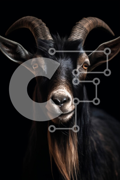 Σετ των 2 Intra Συλλεκτικό Ξύλινο Παζλ Plywood  4mm - Όμορφη εικόνα μιας μαύρης κατσίκας με μακριά κυρτά κέρατα Σε Ξύλινο Κουτί - Διαστάσεις: 10x10 cm – 25 κομμάτια