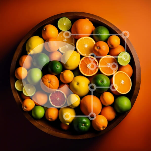 Σετ των 2 Intra Συλλεκτικό Ξύλινο Παζλ Plywood  4mm - Φρέσκα και ζωηρά ανάμεικτα εσπεριδοειδή σε ένα μπολ Σε Ξύλινο Κουτί - Διαστάσεις: 10x10 cm – 25 κομμάτια