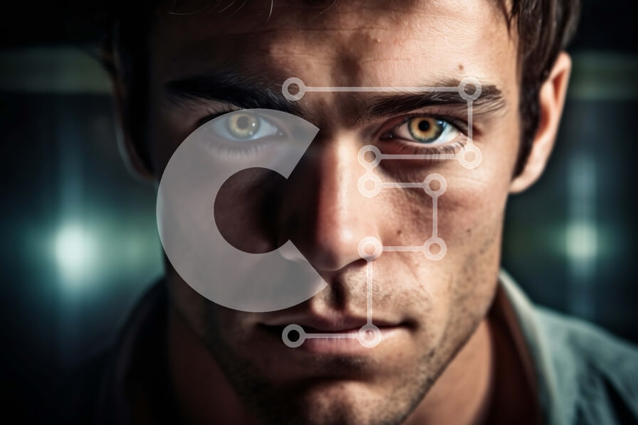 Intra Συλλεκτικό Ξύλινο Παζλ Plywood  4mm - Σοβαρός άντρας με μπλε μάτια με λευκό πουκάμισο και μαύρο σακάκι Σε Ξύλινο Κουτί - Διαστάσεις Puzzle: 10x10 cm – 25 κομμάτια