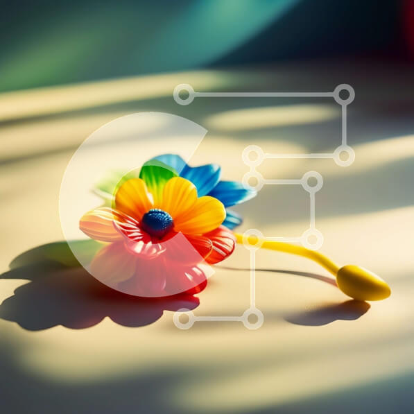 Intra Συλλεκτικό Ξύλινο Παζλ Plywood  4mm - Ζωντανή εικόνα ενός πολύχρωμου λουλουδιού σε ένα τραπέζι Σε Ξύλινο Κουτί - Διαστάσεις: 10x10 cm – 25 κομμάτια