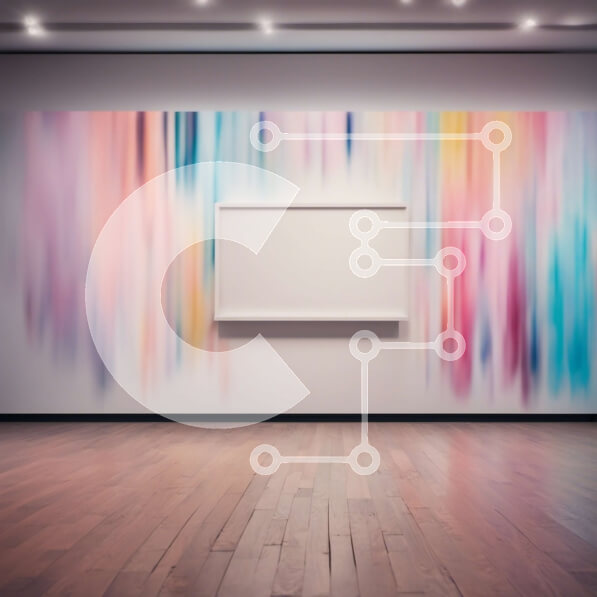 Intra Συλλεκτικό Ξύλινο Παζλ Plywood  4mm - Κενός λευκός καμβάς στη γκαλερί μουσείων με πολύχρωμους αφηρημένους τοίχους Σε Ξύλινο Κουτί - Διαστάσεις Puzzle: 10x10 cm – 25 κομμάτια