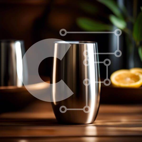 Σετ των 2 Intra Συλλεκτικό Ξύλινο Παζλ Plywood  4mm - Δροσιστική εικόνα του ποτηριού από ανοξείδωτο χάλυβα με φέτες λεμονιού Σε Ξύλινο Κουτί - Διαστάσεις: 10x10 cm – 25 κομμάτια