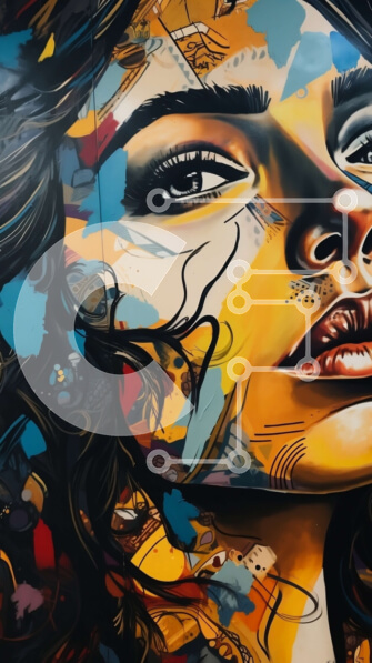 Intra Συλλεκτικό Ξύλινο Παζλ Plywood  4mm - Σοβαρή γυναίκα με πολύχρωμο πρόσωπο και μακριά μαλλιά Σε Ξύλινο Κουτί - Διαστάσεις Puzzle: 10x10 cm – 25 κομμάτια