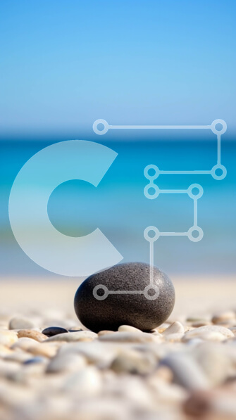 Σετ των 2 Intra Συλλεκτικό Ξύλινο Παζλ Plywood  4mm - Μαύρη πέτρα στην παραλία με φόντο καθαρό μπλε νερό Σε Ξύλινο Κουτί - Διαστάσεις: 10x10 cm – 25 κομμάτια