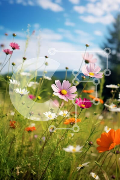 Σετ των 2 Intra Συλλεκτικό Ξύλινο Παζλ Plywood  4mm - Ζωντανή εικόνα των αγριολούλουδων σε ένα λιβάδι Σε Ξύλινο Κουτί - Διαστάσεις: 10x10 cm – 25 κομμάτια