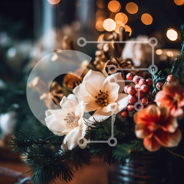 Intra Συλλεκτικό Ξύλινο Παζλ Plywood  4mm - Άνετη και γιορτινή Χριστουγεννιάτικη φλοράλ σύνθεση σε ξύλινο τραπέζι Σε Ξύλινο Κουτί - Διαστάσεις: 10x10 cm – 25 κομμάτια