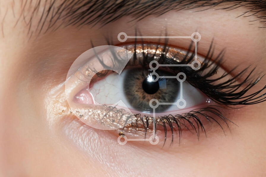 Intra Συλλεκτικό Ξύλινο Παζλ Plywood  4mm - Glamourous κοντινό πλάνο Γυναικείου ματιού με χρυσό γκλίτερ Σε Ξύλινο Κουτί - Διαστάσεις Puzzle: 10x10 cm – 25 κομμάτια