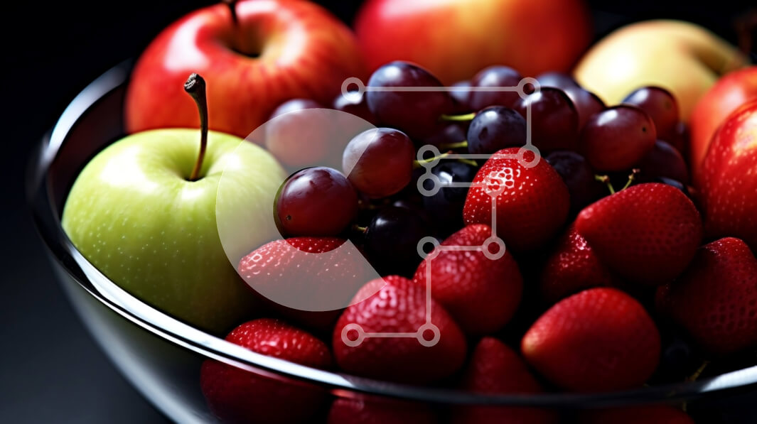 Σετ των 2 Intra Συλλεκτικό Ξύλινο Παζλ Plywood  4mm - Νόστιμο μπολ με ανάμεικτα φρούτα με μήλα, σταφύλια και φράουλες Σε Ξύλινο Κουτί - Διαστάσεις: 10x10 cm – 25 κομμάτια