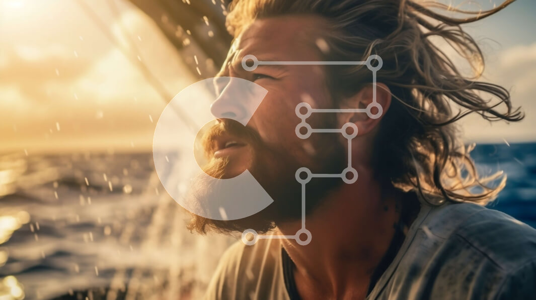 Intra Συλλεκτικό Ξύλινο Παζλ Plywood  4mm - Άνθρωπος σε ιστιοφόρο στο ηλιοβασίλεμα με στοχαστική έκφραση Σε Ξύλινο Κουτί - Διαστάσεις Puzzle: 10x10 cm – 25 κομμάτια