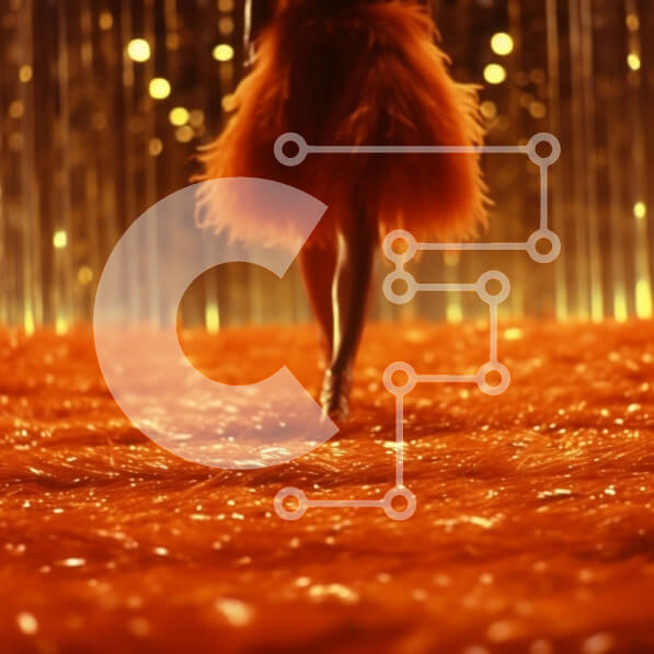 Intra Συλλεκτικό Ξύλινο Παζλ Plywood  4mm - Εκπληκτική εικόνα γυναίκας με πορτοκαλί φόρεμα στο κόκκινο χαλί Σε Ξύλινο Κουτί - Διαστάσεις Puzzle: 10x10 cm – 25 κομμάτια