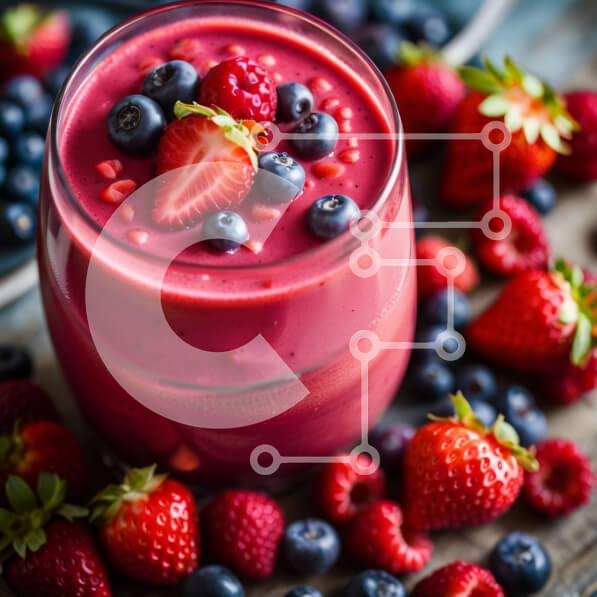 Σετ των 2 Intra Συλλεκτικό Ξύλινο Παζλ Plywood  4mm - Δροσιστικό ροζ Smoothie με φρέσκα μούρα Σε Ξύλινο Κουτί - Διαστάσεις: 10x10 cm – 25 κομμάτια