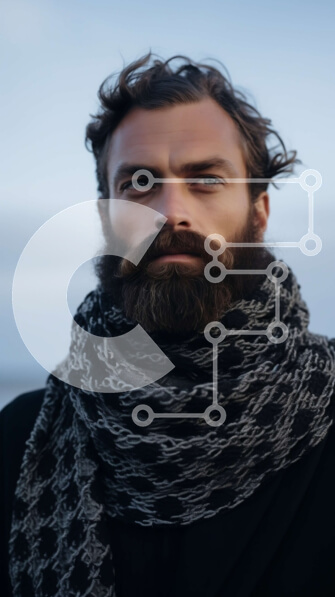 Σετ των 2 Intra Συλλεκτικό Ξύλινο Παζλ Plywood  4mm - Κομψός άνδρας στην παραλία με θέα στον ωκεανό Σε Ξύλινο Κουτί - Διαστάσεις: 10x10 cm – 25 κομμάτια