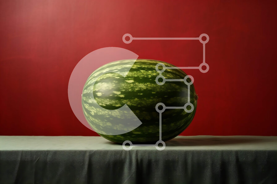 Σετ των 2 Intra Συλλεκτικό Ξύλινο Παζλ Plywood  4mm - Ζουμερή εικόνα ενός μεγάλου πράσινου καρπουζιού σε ένα τραπέζι Σε Ξύλινο Κουτί - Διαστάσεις: 10x10 cm – 25 κομμάτια