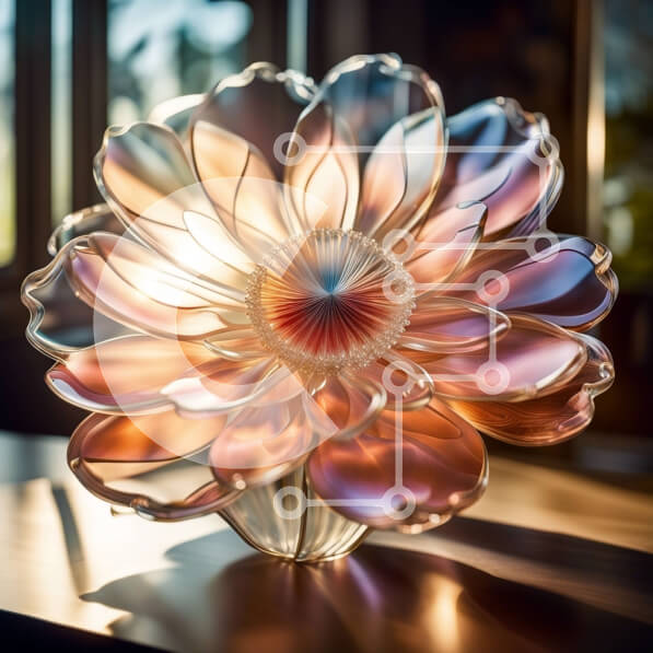 Intra Συλλεκτικό Ξύλινο Παζλ Plywood  4mm - Έργα τέχνης με ζωηρό γυάλινο λουλούδι με λεπτά πέταλα και περίπλοκες λεπτομέρειες Σε Ξύλινο Κουτί - Διαστάσεις: 10x10 cm – 25 κομμάτια